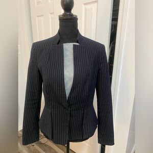 Zara Blue Blazer Tailored Pinstripe Suit Jacket
